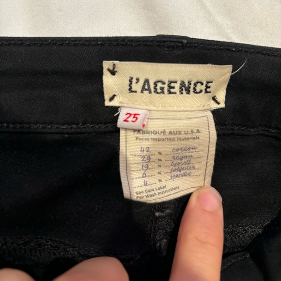 L'AGENCE 'Margot' High Rise Skinny Sliver Tuxedo Stripe Black Jeans - Picture 6 of 11